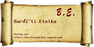 Baróti Etelka névjegykártya